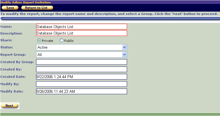 Image of Report - Modify Adhoc Definition